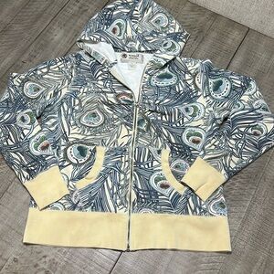 ONE WORLD Special Issue Cotton Full Zip Hoodie Vintage Wear Peacock Feather  XL